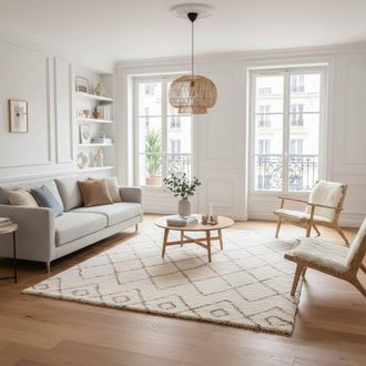 AFK Living Alfombra shaggy dise&ntilde;o suave y voluminosa beige 200 x 290 cm