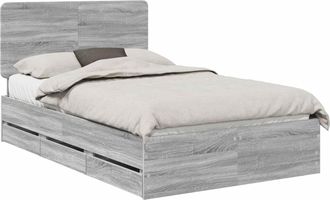 vidaXL Estructura De Cama Gris Sonoma 120 X 190 Cm Madera Ingenieril Vidaxl