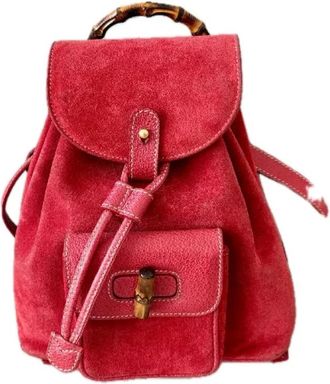 Gucci Pre-owned Leather gucci-bags - Dames - Vintage Rugzakken - Rood - ONE Size - Leer - Vintage