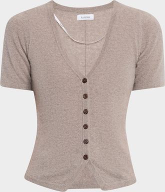 Naadam Cashmere Tailored Short-Sleeve Cardigan