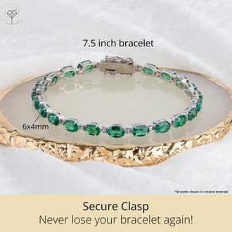 MAX + STONE 925 Sterling Silver 6x4mm Oval Cut Gemstone Tennis Birthstones Bracelet