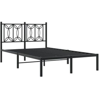 vidaXL Estructura Cama Sin Colch&oacute;n Con Cabecero Metal Negro 120x190 Cm Vidaxl