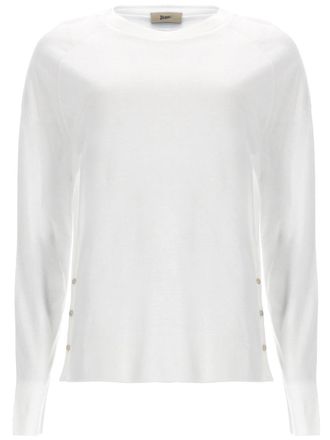 Herno Neutrals Side Buttons Lightweight Long-Sleeve Top
