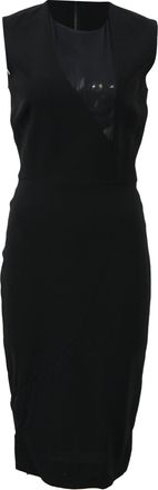 Victoria Beckham Sleeveless Mesh Midi Dress in Black Polyester