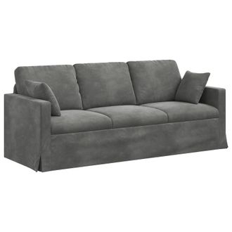 vidaXL Sof&aacute; Gris Oscuro 198 X 78 X 80 Cm Terciopelo Vidaxl