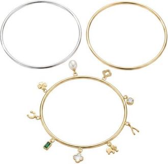 Argento Vivo Luck Set of 3 Bangle Bracelets in Two Tone at Nordstrom