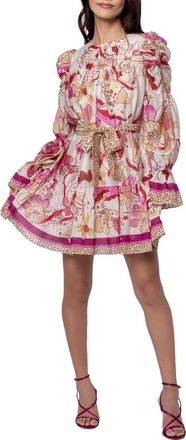 Ciebon Adele Mixed Print Long Sleeve Dress in Pink Multi at Nordstrom, Size X-Small
