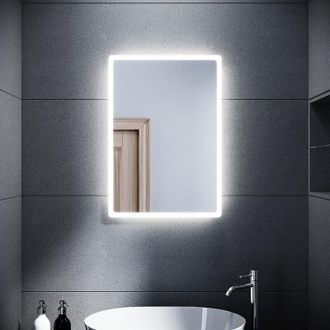 Sonni Espejo Ba&ntilde;o Con Luz 60x40 Cm Espejo Ba&ntilde;o Led Con Interruptor De Pared,montaje Vertical U Horizontal Blanco Fr&iacute;o Ip44 Bajo Consumo - Sonni