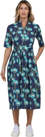 Caliban Bloemen Midi Jurk - Dames - Casual kleedjes - Veelkleurig - S - Kleedjes