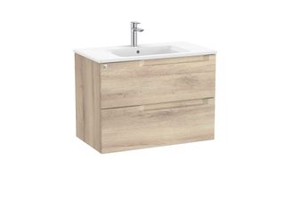 Roca Pack Mueble Base De 2 Cajones + Lavabo Aleyda Roca Color: Beige Madera - Medidas: 805x460x565 Mm - Posici&oacute;n Del Lavabo: Central