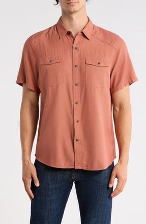 Lucky Brand Herringbone Short Sleeve Western Shirt in Chutney at Nordstrom Rack, Size Xx-Large