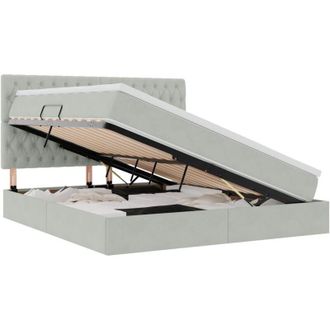 vidaXL Storage Bed with Mattress Light Grey 160 x 200 cm Velvet vidaXL