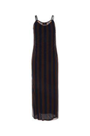 Fendi Womens Tulle Dress Navy Nylon Elastane