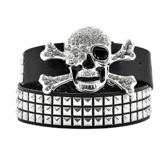 Generic Goth/Punk Womens Punk Rock Studded Skull Belt, Black & White, Size 105cm