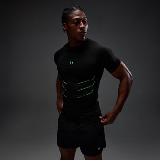 MyProtein Camiseta sin costuras Muscle Fit Hero para hombre de MP - Negro lavado/Verde alfa - XXL