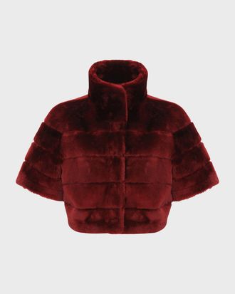 Gorski Reversible Lamb Shearling Bolero Jacket With Cropped Sleeves