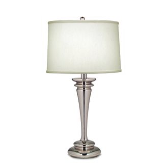 Loops Table Lamp Zinc Pearl Supreme Satin Shade Highly Polished Nickel LED E27 60W
