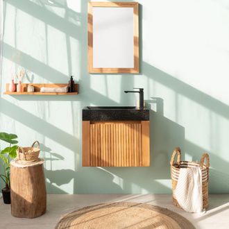 Wanda Collection Wanda Collection - Lavabo Y Mueble Suspendido De Teca Lujo 60 Negro