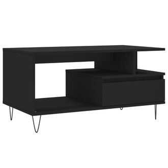 vidaXL Mesa De Centro Madera Contrachapada Negro 90x49x45 Cm Vidaxl