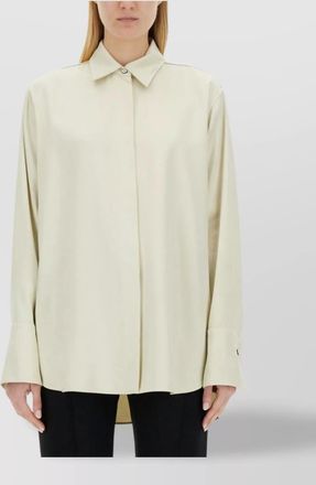 Jil Sander silk blend regular fit long sleeve shirt