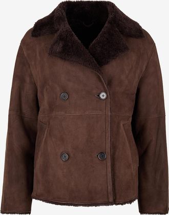 Arma Kurzer Wildledermantel mit Pelzkragen Nassua Merinillo Alba