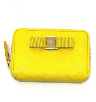 Ferragamo Yellow Leather Coin Purse/Coin Case (Pre-Owned)