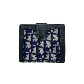 Dior Navy Canvas Leather Wallet (Bi-Fold) (Pre-Owned)