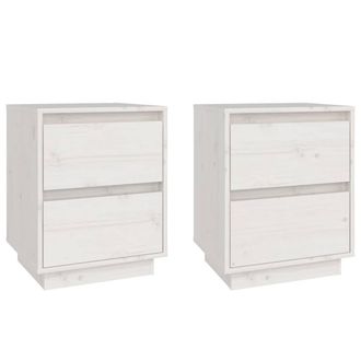 Berkfield Home Bedside Cabinets 2 pcs White 40x35x50 cm Solid Wood Pine | Size: 40 x 35 x 50 cm