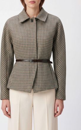 P.A.R.O.S.H. P. A.R. O.S. H. Cappotto corto in lana pied-de-poule con cintura in vita