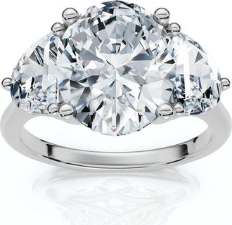Pompeii3 Certified 3Ct Oval Trilogy Diamond Engagement Ring 14k Gold or Pt Lab Grown