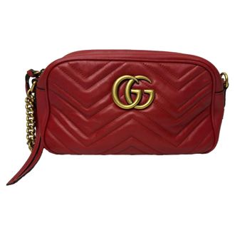 Gucci Gucci Gequiltede Marmont Kleine Camera Tas in Rode Leer
