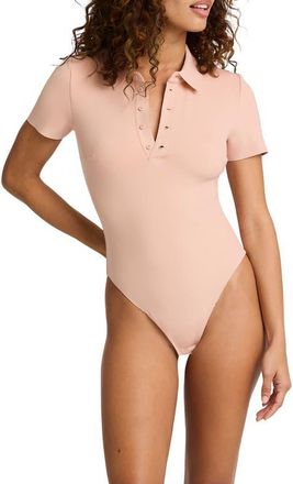 Commando Polo Scuba Knit Bodysuit in Desert Rose at Nordstrom, Size Medium