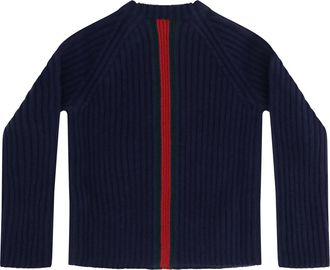 Gucci Web Stripe Wool Sweater For Boy Abyss Blue-Green-Red Merino Ovis Aries Blue/green/red
