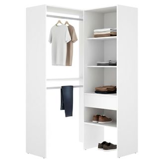 Dmora Armario Grande Bandon, Ropero Modulable, 5 Estantes, Barra Para Ropa, 88x185h Cm Blanco
