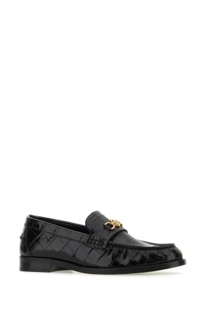 Versace Womens Black Leather Medusa 95 Loafers 1b00v Mocassini