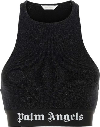 Palm Angels Black Viscose Blend Crop-top