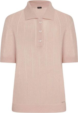 Kiton Kasjmier en zijde geperforeerde trui - Dames - Ronde hals truien - Roze - XS - Kasjmier - Truien & Vesten