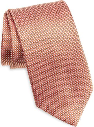 David Donahue Jacquard Silk Tie in Orange at Nordstrom