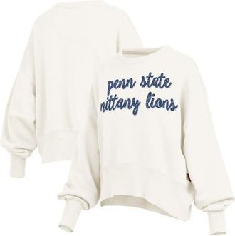 Pressbox Womens Pressbox Cream Penn State Nittany Lions Oversized Chelsea Waist Length Pullover Sweatshirt at Nordstrom, Size Xx-Large