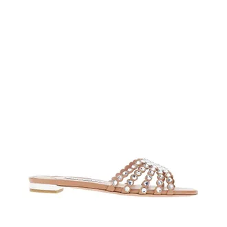 Aquazzura Tequila nappa leather slides with crystals Woman 36+