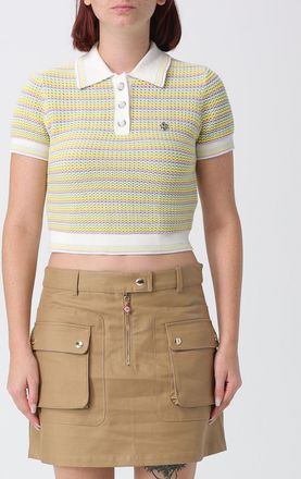 Casablanca Polo cropped in maglia di cotone a righe
