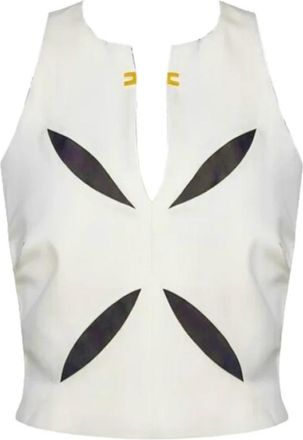 Elisabetta Franchi Lichtgewicht Cr&ecirc;pe Top met Tweekleurige Uitsnijdingen - Dames - Tops zonder mouwen - Wit - S - Tops