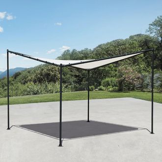 PRIMROSE 3.5m Square Portable Powder Coated Steel Frame with Waterproof Sail Shade in Ivory