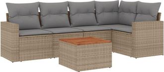 vidaXL Vidaxl - Juego De Sof&aacute;s Jard&iacute;n Con Cojines 6 Pzas Rat&aacute;n Sint&eacute;tico Beige