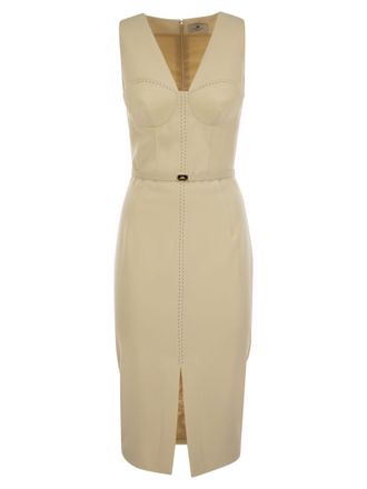Elisabetta Franchi Crepe Bustier Kleid mit kontrastierenden Topstitches
