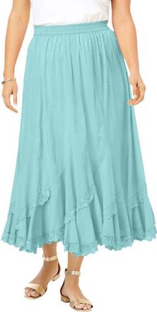 Roaman's Plus Size French Skirt in Light Aqua at Nordstrom, Size 30
