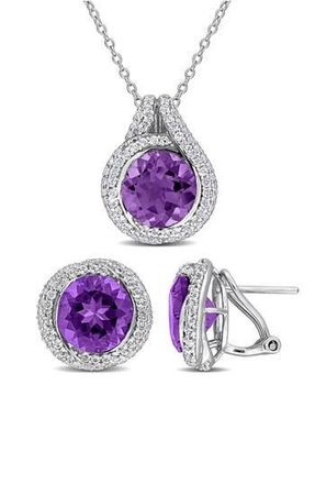 Delmar Amethyst & White Topaz Earrings & Necklace Set in Purple at Nordstrom Rack