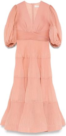 Zimmermann Abito midi plissé - Rosa