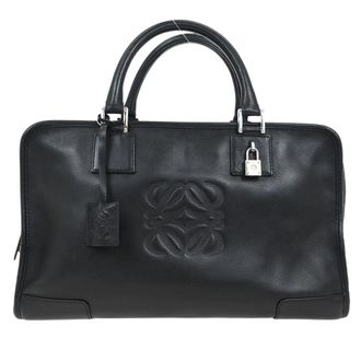 Loewe Amazona Nm Bag Leather Black Leather Handbag (Pre-Owned)