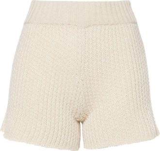Alanui Finest ribbed-knit shorts - women - Cashmere/Cotton - L - Neutrals